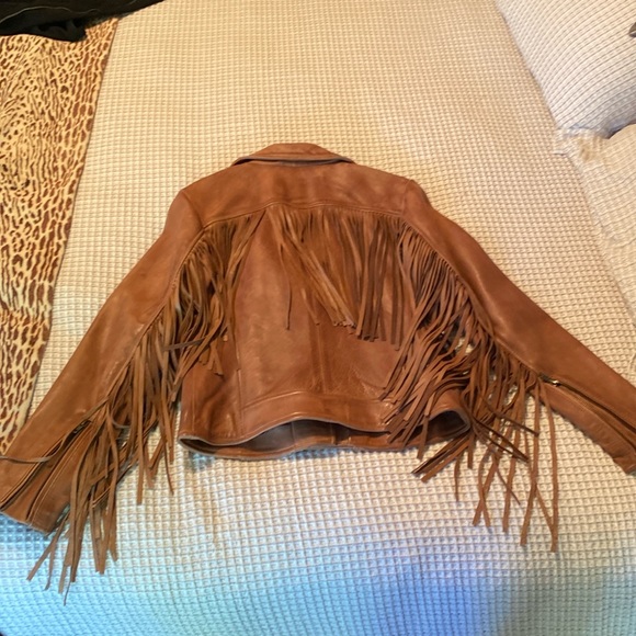 XS Leather Fringe Jacket by Whetblu Like New - Picture 3 of 4